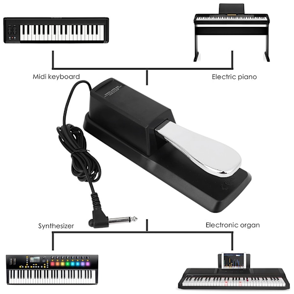 Cherub WTB-005 Elektrisk Klaver Keyboard Synthesizer Sustain Pedal med 1/4 Tommer Jack