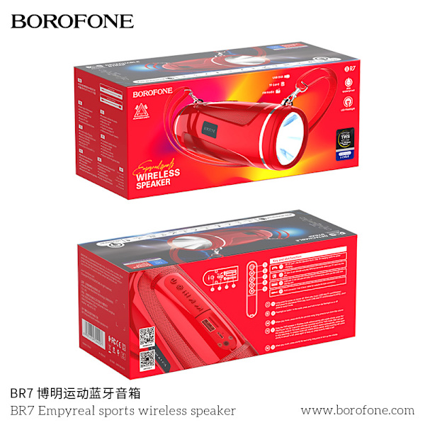 Borofone Pineapple Wind BR7 Sports Bluetooth-høyttaler 5 farger blandet frakt utendørs subwoofer Bluetooth-høyttaler