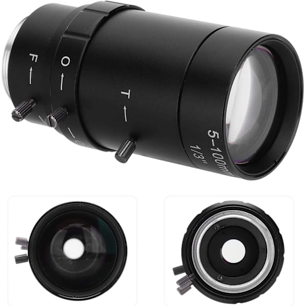 Kamerobjektiv, 1,3MP Zoom CCTV-objektiv, CS-fäste Manuell Bländare 5-100mm Aluminiumlegering, med Låg Förvrängning, Hög Kompatibilitet för Säkerhetskamera