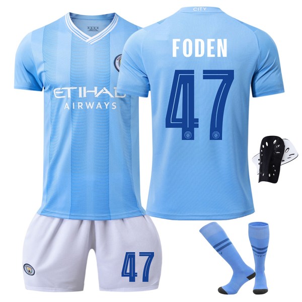 23/24 Mestarien liigan painos Manchester City jalkapallopaitasetti sukkien ja suojavarusteiden kanssa 47 FODEN XL