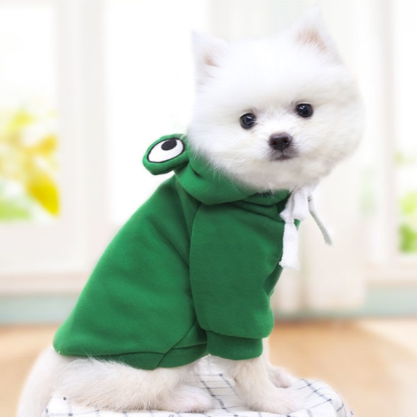 Husdjurskläder Luvtröja Söt groda Form Hund Basic tröja Jacka Cat Warm Jacka Valpkläder Vinter Fleece Gear (XL storlek)