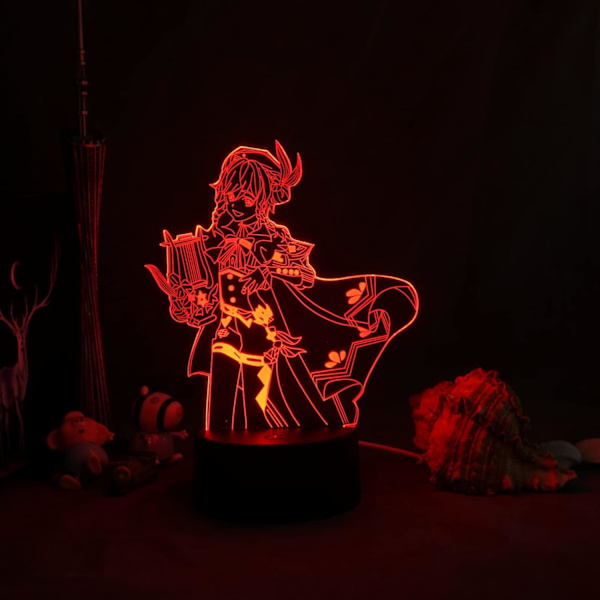 Genshin Impact Natlampe 3D Illusion Lampe Spil Lys til Soveværelse Dekoration LED Lys Sengeborde Natlamper Børnegave