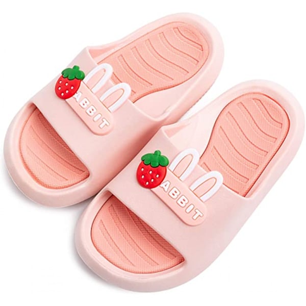 Små barns sommarsandaler halkfria pojke flicka glid lätta strandvattenskor dusch pooltofflor----Rosa（24-25）