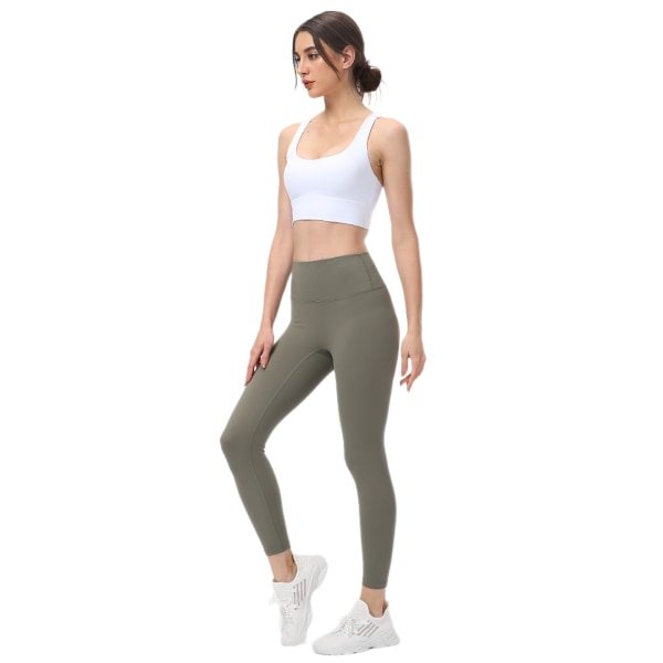 Fit Kompressions Yoga Byxor Power Stretch Träning Leggings med Hög Midja Mage Kontroll (L)