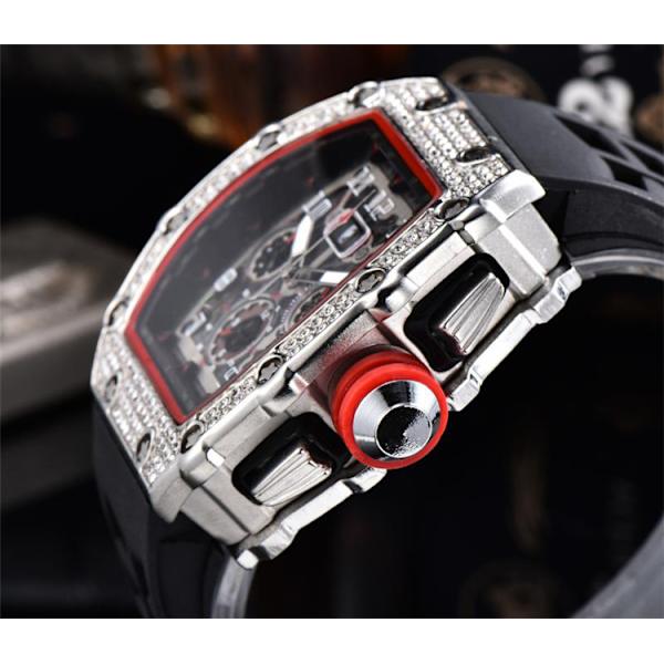Herre klokke analog automatisk mekanisk armbåndsur i titanlegering med silikonrem Tonneau Business Timepiece（GP005)