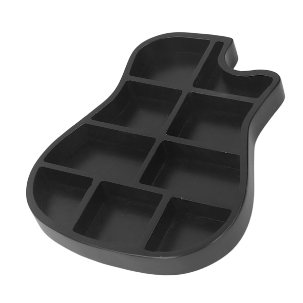 Trägitarrplockhållare Gitarrformad 9 Fack Multifunktionell Plectrum Tillbehör Förvaringslåda Svart