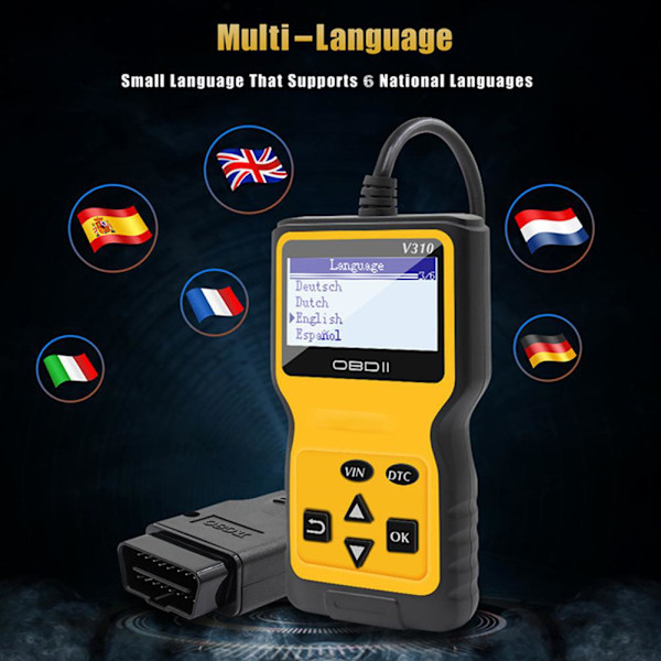 Car V310 OBD2 CAR Diagnostic Tool Car Diagnostic Tool - Gul (En bit)