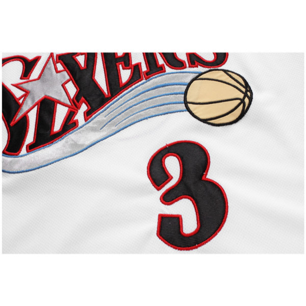 AVEKI Herre Basketball Jeresy, 3 Sixers Jersey Skjorter, Fashion Basketball Jersey, Gave til Basketball Fans, Hvit, 3XL