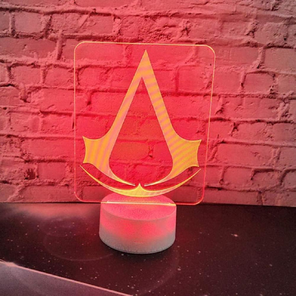3D LED Natlampe Spil Assassins Creed Logo Natlys Gave til Børn Soveværelse Dekoration Farveskiftende Børne Studieværelse 3D Lampe D