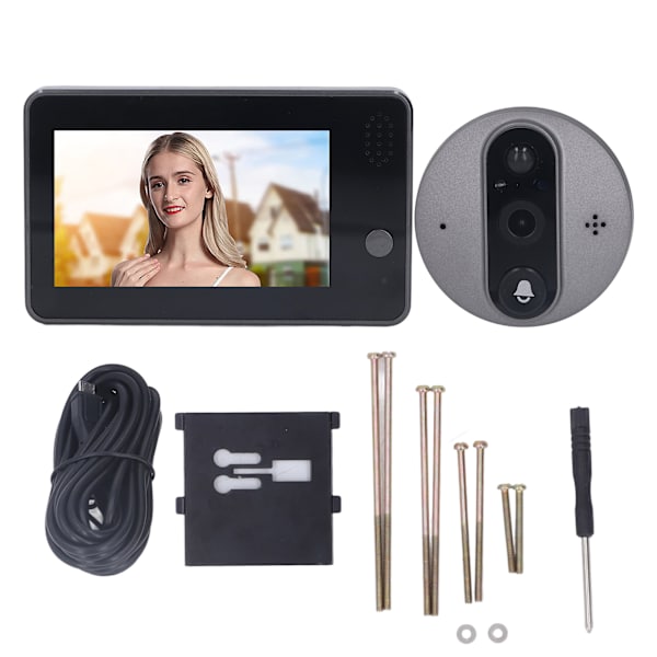 Videodörrklocka Multifunktion 4,3 tums LCD-skärm 3 miljoner HD Nattvision PIR Rörelsedetektering WiFi Videodörrklocka