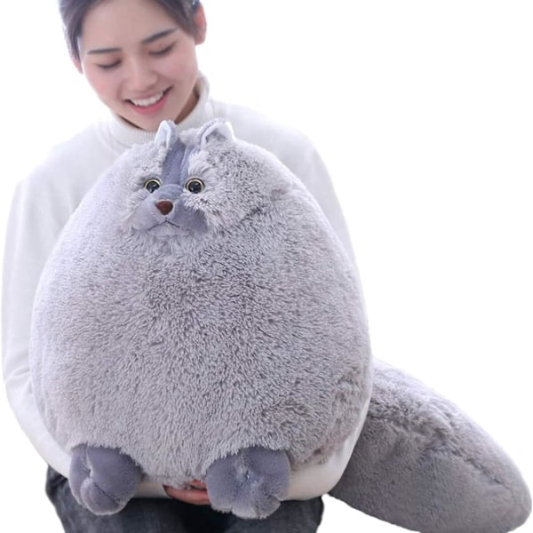 Stor Plysch Katt Leksak för Barn, Stor Plysch Katt Djur Babydocka, Fet Grå Plysch Katt Leksak för Pojkar (Grå, 50 cm) 20 Inches Gray