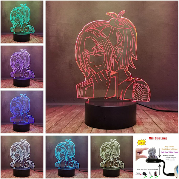 Cool Hange Zoe-lampa för serietidningsfans, Anime Levi Ackerman 3D LED nattlampa, 16 färger dimbar, kreativ design touch fjärrkontroll akryl