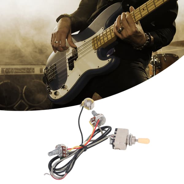 Elektrisk gitarr ledningsnät gul keps A500K B500K jack metall gitarr förinstallerad sele ersättning