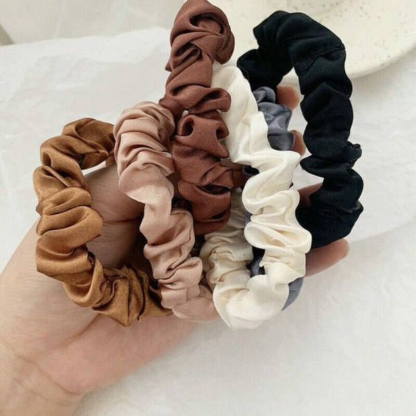 6 färger set elastiska hårband silke satin scrunchie hästsvans rep tillbehör scrunchies hästsvans hållare pack, ingen dragning eller snag tjockt hår