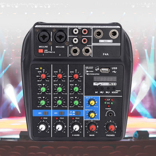 Musikinstrument Mixer 4-kanals med MP3 til Bluetooth til Perform