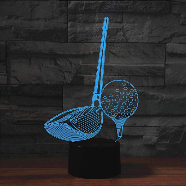 WJ 3D Golf Fjernkontroll 16 Farger Nattlys Illusjon Akryl LED Bordlampe Sengelampe Barn Soverom Skrivebord Dekor Bursdagsgaver Leke for Barn