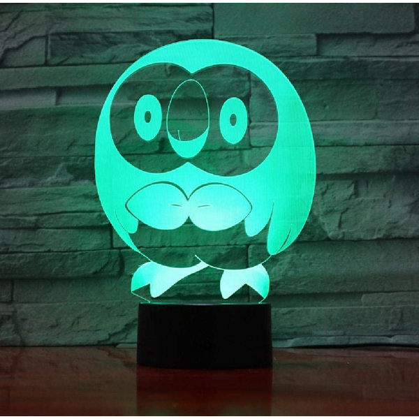 Rowlet 3D Nattlampa LED Touch Rum Dekoration Batteri Nattlampa Bordlampa Rowlet