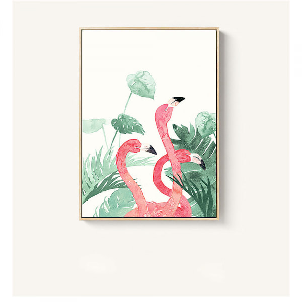 Flamingoer i naturen Väggkonst Canvas Tryck Affisch, Enkelt Mode Vattenfärg Konst Ritning Dekor (Set om 3 Oinramade, 24''x31.5'')