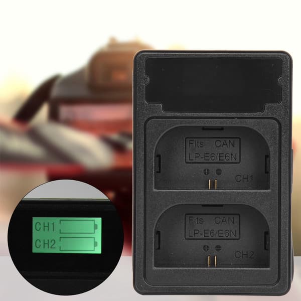 LP-E6 LCD-skjerm Dobbel ladestativ Kamerabatterilader for Canon EOS 60D 5D4 70D 6D 6D2 5D2 5DSR 60Da 7d 7D2 5D3 80D 5DS