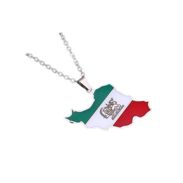 1pcs Fashionable ethnic style jewelry Iran map pendant necklace, geometric stainless steel pendant for men and women