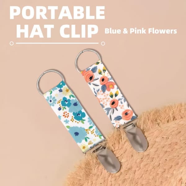 2-delat blommönstrat hattklämmset, metall- och karbinhakeutrustade handsfree-resetillbehör, elastiska och bärbara för väskor 2PCS