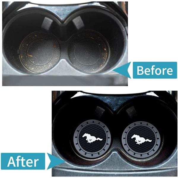 2 st Car Cup Holder Coaster, Cup Holder Insert Coaster med Mustang Snake Speedstar Evos Everest GT Shelby Mach-E Grand C-MAX Falcon Territory Fiesta, A