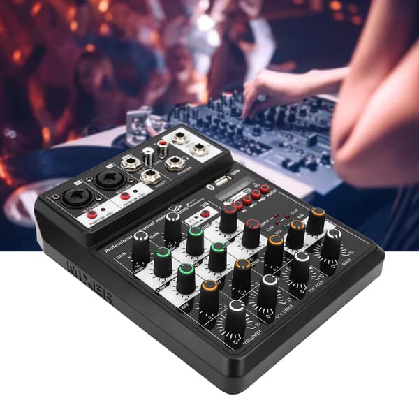 Mini 4-kanals lydkortmikserkonsoll USB-lydgrensesnitt for PC-opptak og sang