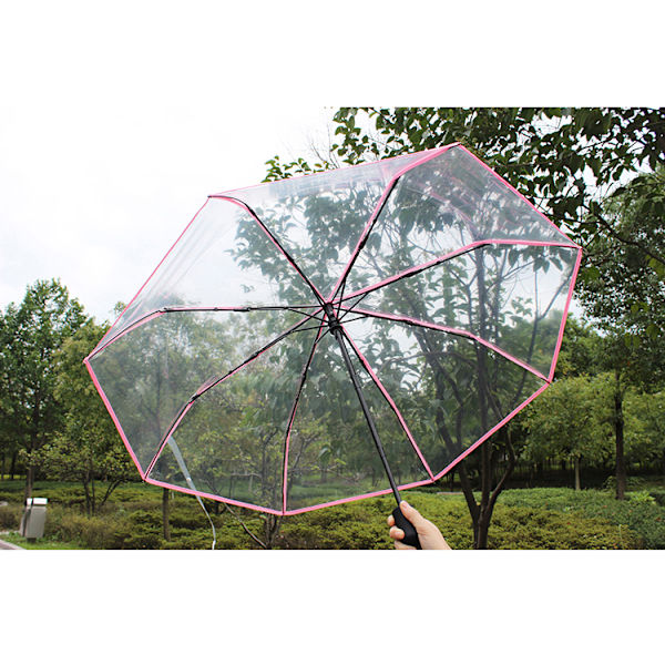 totes Automatisk åben foldbar paraply Transparent-pink