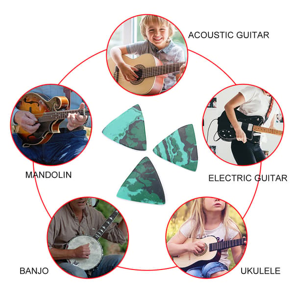 3 stk Malakitt Stein Picks Plectrums for Akustisk Elektrisk Gitar Ukulele Tilbehør
