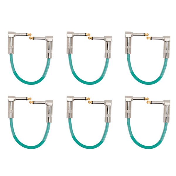 6 st gitarr patchkabel 6 tum 6,35 mm rätvinklig ljudkabel för effektpedal mixer förstärkare elgitarrer basar cyan