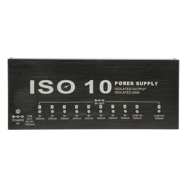 Gitarpedal Strømforsyning 10 Isolerte Utgang Multi Effekt Strøm med 2 Justerbar SpenningUS Plugg 100‑240V