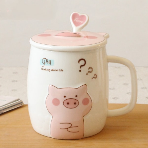 Keramik Gris Relief Kaffe Mugg Vatten Te Kopp Med Lock Sked