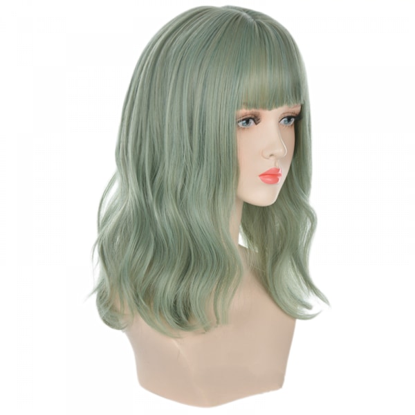 Avocado Green Bob Peruker Med Lugg Syntetisk Cosplay Peruk För Flicka Axel Lång Peruk För Kvinnor Kostym Peruker