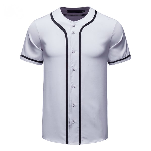 Baseballuniformer med knapp för män, tomma softbollsuniformer, hiphop Trendiga kortärmade aktivitetsskjortor grå—XXL