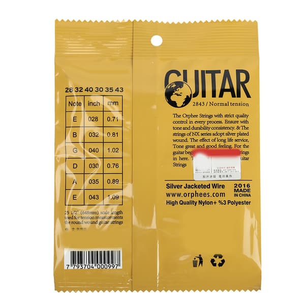 6 st/set Nylon Hållbara Klassiska Elektriska Gitarrsträngar NX-serien (NX36)