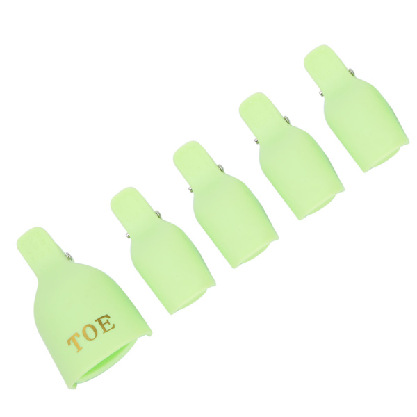 5 stk. Gel Polish Remover Clips Hjemmesalon Tånegl UV Gel Soak Off Cap Wrap Neglekunst VærktøjGrøn