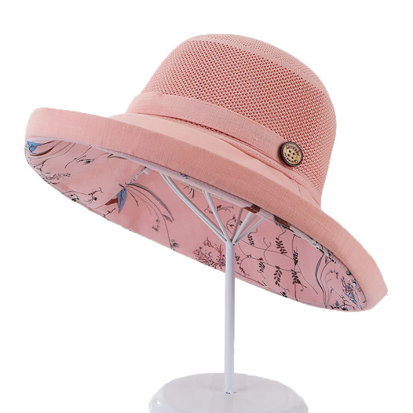 Dam solhatt i mesh, sommar UV-skydd, bred brätte, strandfiskekeps