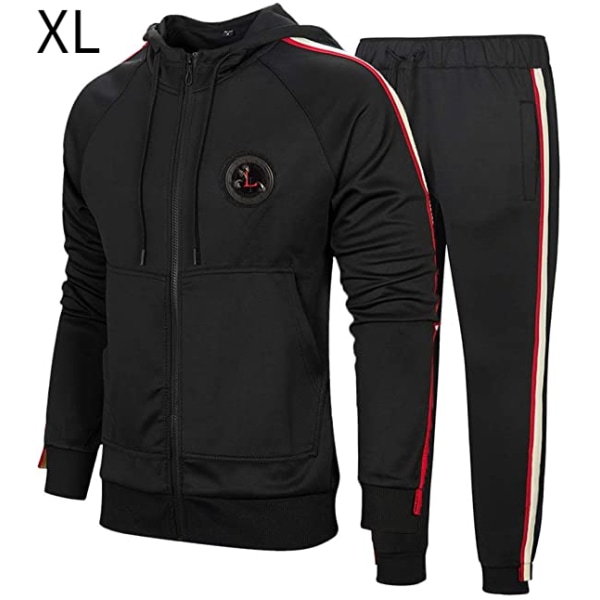 Sportkläder med luva för män Casual Full Zip Jogging Sportswear XL