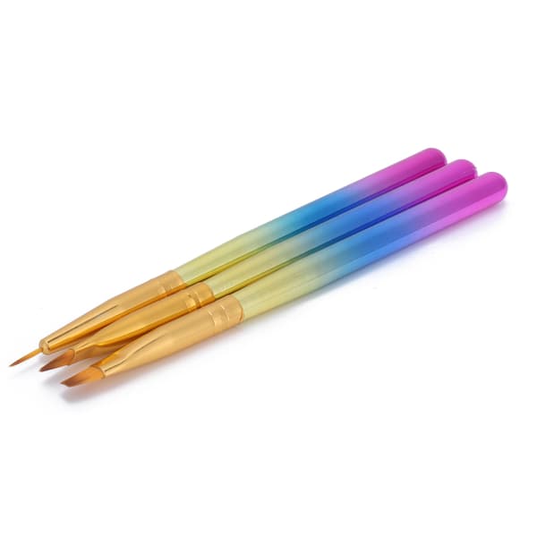 3PCS Neglebørste Sett Neglemaling Drill Tegning Nylon Neglekunst Tips Builder Pensler Kit