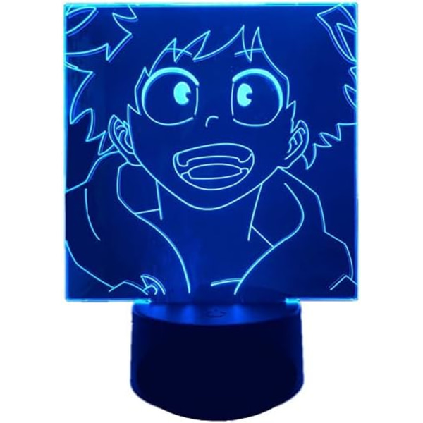 3D Illusion Lampe Anime Led Natlampe Midoriya Izuku Figur Børns Soveværelse Sengebord Natlampe Barn Fødselsdag Julegave (16 Farver med Fjernbetjening)