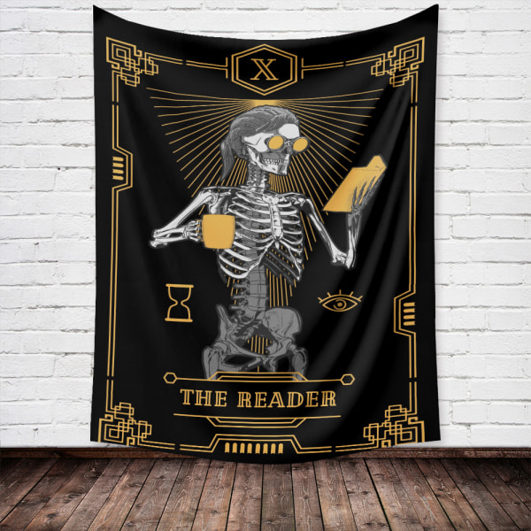 Wekity Skalle Tarot Gobeläng Estetisk Konst Hembakgrund Tyg Prydnad Present Pool Gobeläng Vardagsrum Sovrum Prydnad (READER, 59 X 79 tum)