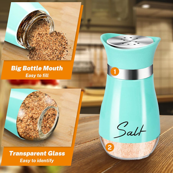 Teal Salt- og Peberkværn Sæt med Holder, 4 oz Turkis Køkken Dekoration og Tilbehør Farmhouse Gadgets Bord Husopvarmningsgave Teal