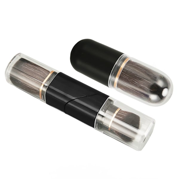 Dobbelt Hoved Retractable Pudderbørste Bærbar Delikat Bløde Børster 360° Rotation Retractable Makeup Børste til Hjemmet
