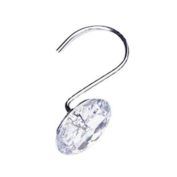 Rhinestone Decorative Shower Curtain Hooks Diamond Shape Shower Rings/Round Acrylic Decorative Stainless - Clear