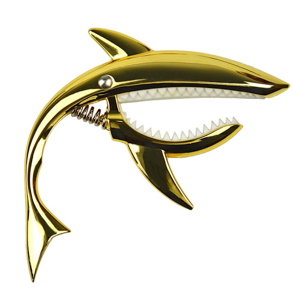 Shark Capo i zinklegering, mjuk och elastisk för akustisk gitarr, ukulele, mandolin, banjo, guld
