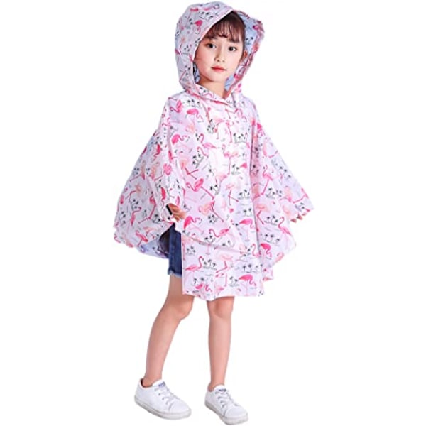 Børns Regn Poncho Hættejakke Regnfrakke, Pink Bird, S
