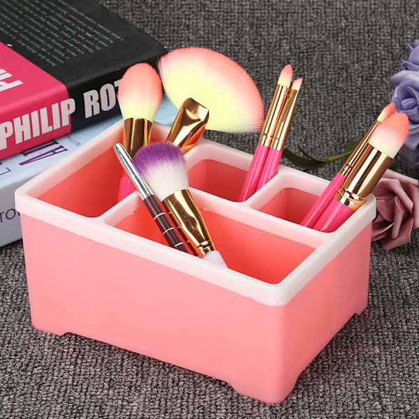 4 rum neglelak pen opbevaringsholder etui børste organizer makeup værktøj container boks (Pink)