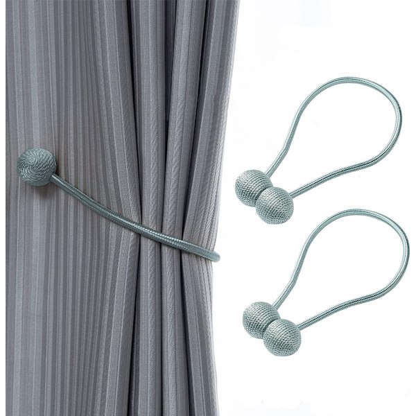 Gardinstångsmagneter, starka magnetiska gardinupphängningar, 2-pack moderna gardinband för fönster, hem, dekoration, sovrum (himmelsblå)