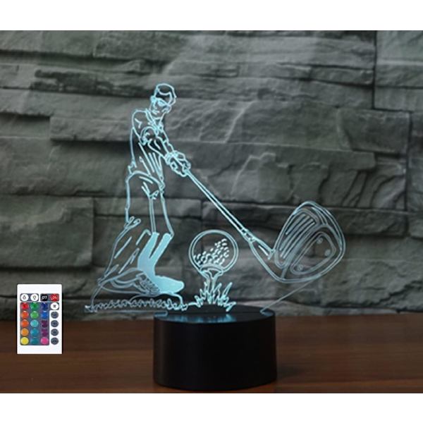 WJ 3D Play Golf Fjernbetjening 16 Farve Natlys Illusion Akryl LED Bordlampe Sengelampe Børns Soveværelse Skrivebord Dekoration Fødselsdagsgaver Legetøj til Børn
