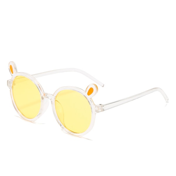 Barnsolglasögon Öron Cartoon Rund Båge Flerfärgade Solglasögon Anti-UV Solglasögon Baby ---- Transparent båge teskivor